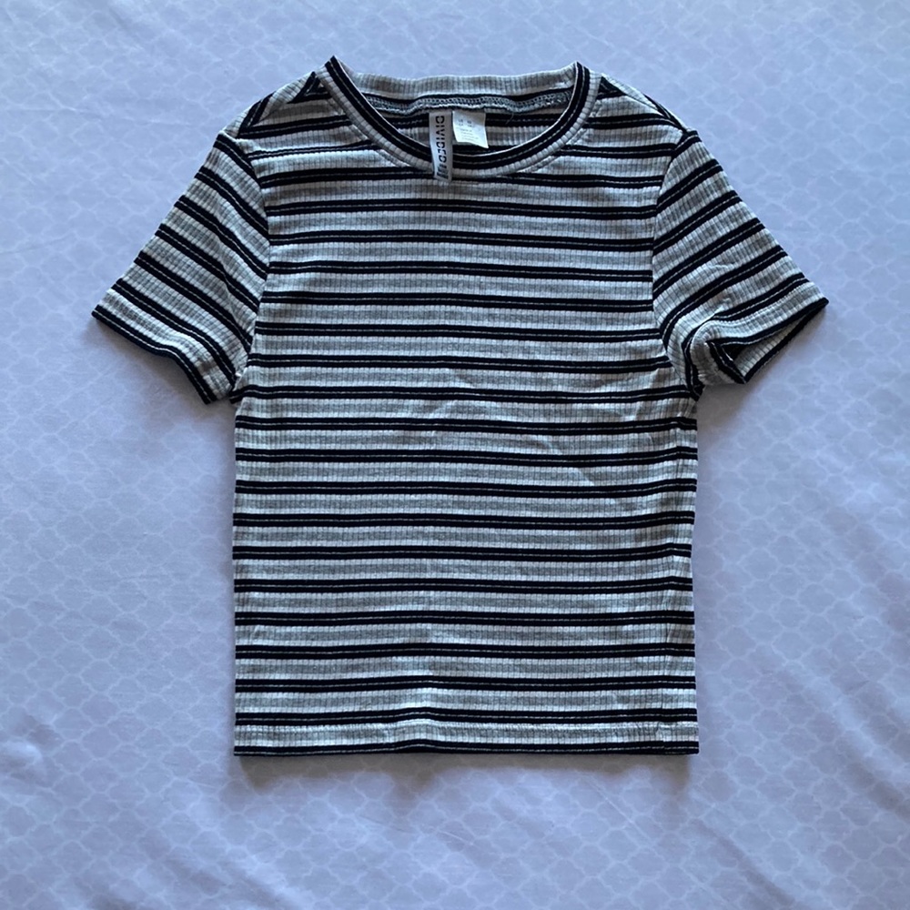 Black White and Grey Striped Shirt